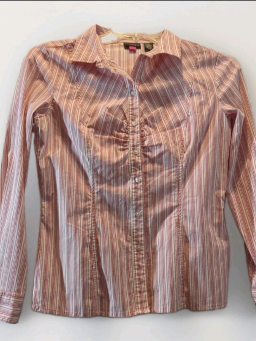 Vintage 1990's Old College Inn Clothing Company Y2k Pink Stripes Fitted Blouse L